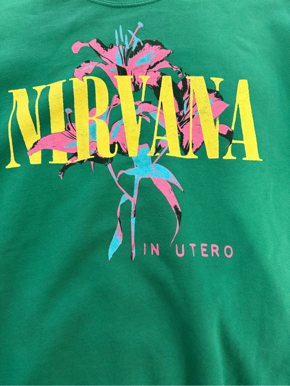 Daydreamer Green Graphic Sweatshirt with Pink & Teal Floral Print